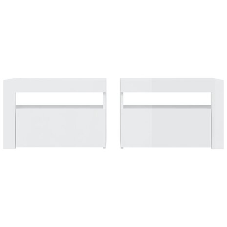 Nachtkastjes 2 st met LED-verlichting 60x35x40 cm hoogglans wit 4