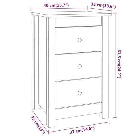 Nachtkastjes 2 st 40x35x61,5 cm massief grenenhout 10