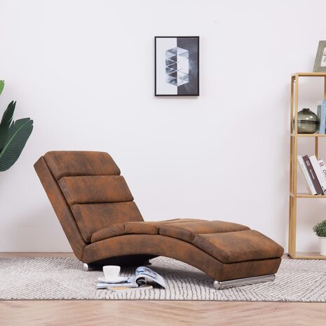 Chaise longue kunstsuède bruin 1