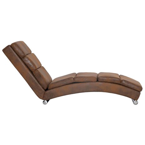 Chaise longue kunstsuède bruin 3