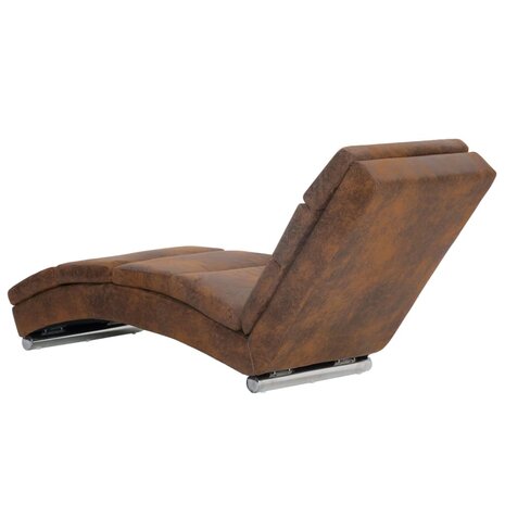 Chaise longue kunstsuède bruin 4