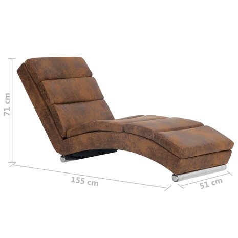 Chaise longue kunstsuède bruin 8