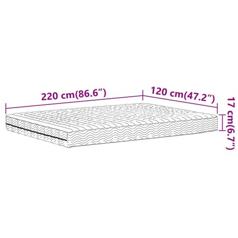 Schuimmatras hardheid H2 H3 120x220 cm wit 9