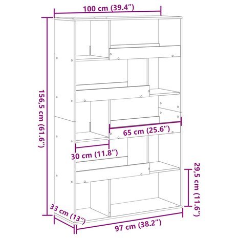 Boekenkast 100x33x156,5 cm bewerkt hout wit 9