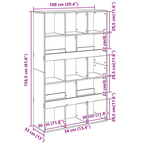 Kamerscherm 100x33x156,5 cm bewerkt hout wit 9