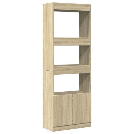 Hoge kast 63x33x180 cm bewerkt hout sonoma eikenkleurig 2