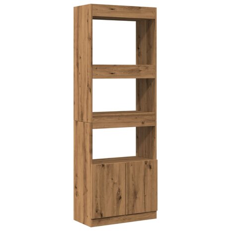 Hoge kast 63x33x180 cm bewerkt hout artisanaal eikenkleurig 2