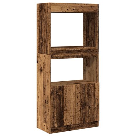 Hoge kast 63x33x140 cm bewerkt hout oud houtkleurig 2