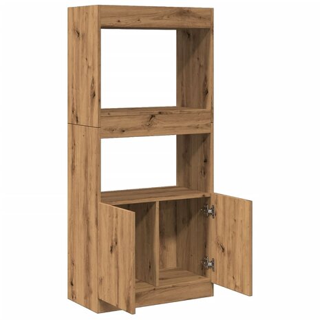 Hoge kast 63x33x140 cm bewerkt hout artisanaal eikenkleurig 8