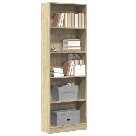 Boekenkast 60x24x176 cm bewerkt hout sonoma eikenkleurig 1