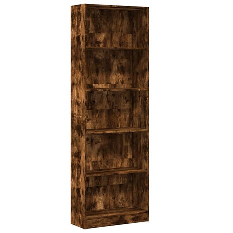 Boekenkast 60x24x176 cm bewerkt hout gerookt eikenkleurig 2