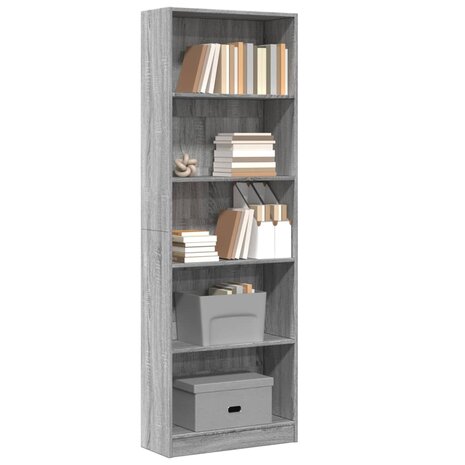 Boekenkast 60x24x176 cm bewerkt hout grijs sonoma eikenkleurig 1