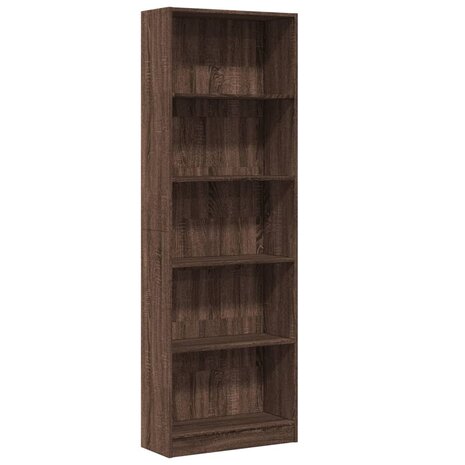 Boekenkast 60x24x176 cm bewerkt hout bruin eikenkleurig 2