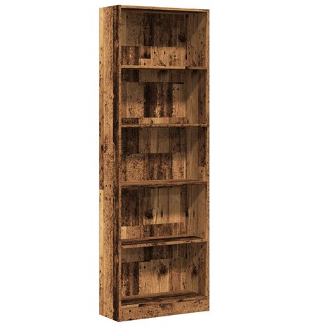 Boekenkast 60x24x176 cm bewerkt hout oud houtkleurig 2