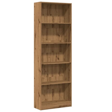 Boekenkast 60x24x176 cm bewerkt hout artisanaal eikenkleurig 2