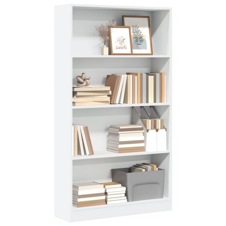 Boekenkast 80x24x143 cm bewerkt hout wit 1