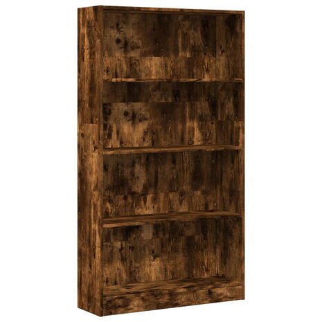 Boekenkast 80x24x143 cm bewerkt hout gerookt eikenkleurig 2