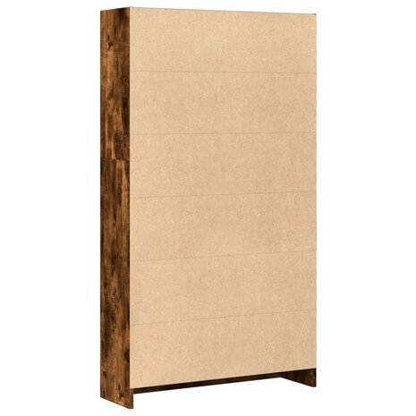 Boekenkast 80x24x143 cm bewerkt hout gerookt eikenkleurig 6