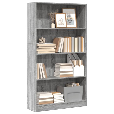 Boekenkast 80x24x143 cm bewerkt hout grijs sonoma eikenkleurig 1