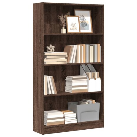 Boekenkast 80x24x143 cm bewerkt hout bruin eikenkleurig 1