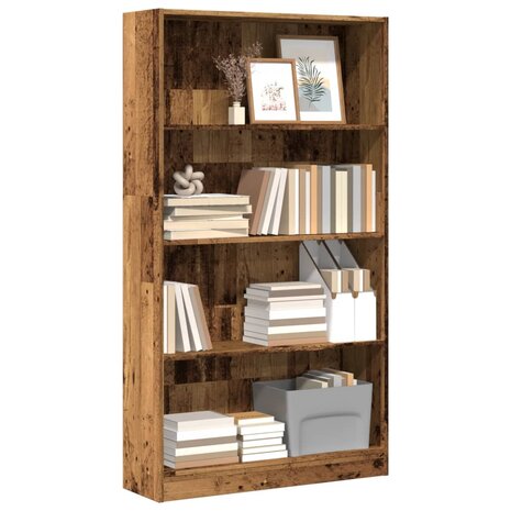 Boekenkast 80x24x143 cm bewerkt hout oud houtkleurig 1