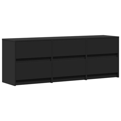 Tv-meubel met LED 140x34x50 cm bewerkt hout zwart 3