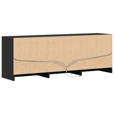 Tv-meubel met LED 140x34x50 cm bewerkt hout zwart 9