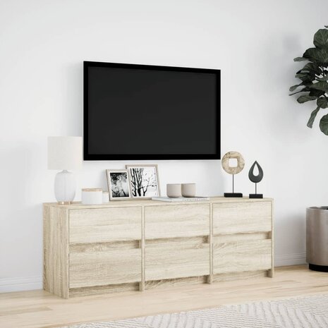 Tv-meubel met LED 140x34x50 cm bewerkt hout sonoma eikenkleurig 4