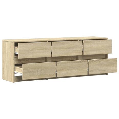 Tv-meubel met LED 140x34x50 cm bewerkt hout sonoma eikenkleurig 6