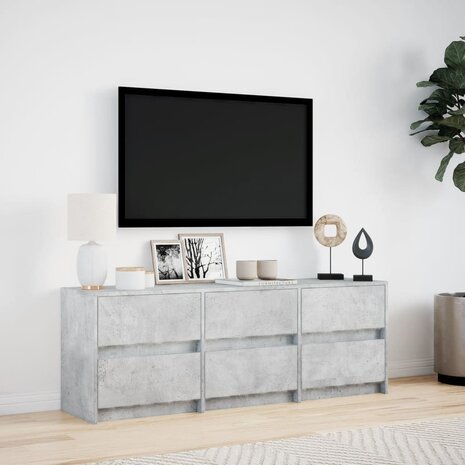 Tv-meubel met LED 140x34x50 cm bewerkt hout betongrijs 4