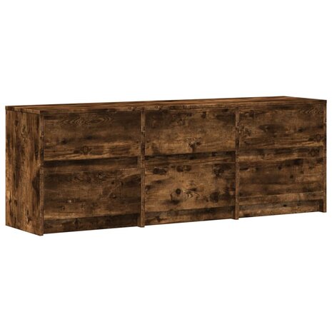 Tv-meubel met LED 140x34x50 cm bewerkt hout gerookt eikenkleur 3