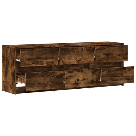 Tv-meubel met LED 140x34x50 cm bewerkt hout gerookt eikenkleur 6