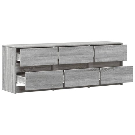 Tv-meubel met LED 140x34x50 cm bewerkt hout grijs sonoma eiken 6