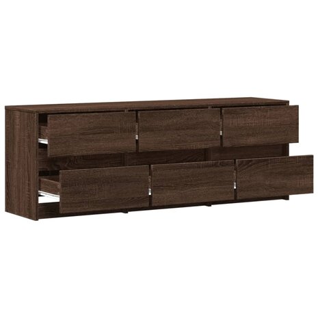 Tv-meubel met LED 140x34x50 cm bewerkt hout bruin eikenkleurig 6