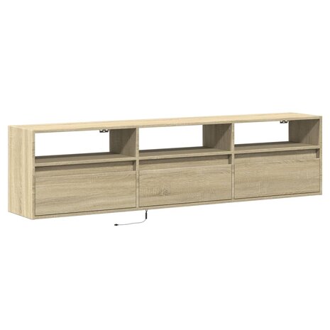 Tv-wandmeubel met LED-verlichting 180x31x45 cm sonoma eiken 3