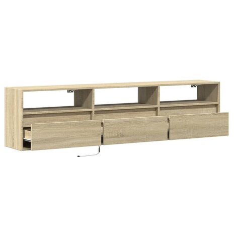 Tv-wandmeubel met LED-verlichting 180x31x45 cm sonoma eiken 9