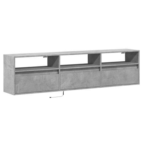 Tv-wandmeubel met LED-verlichting 180x31x45 cm betongrijs 3