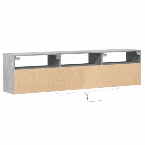 Tv-wandmeubel met LED-verlichting 180x31x45 cm betongrijs 8