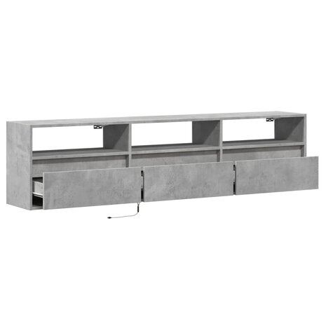 Tv-wandmeubel met LED-verlichting 180x31x45 cm betongrijs 9