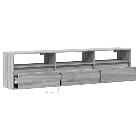 Tv-wandmeubel met LED-verlichting 180x31x45 cm grijs sonoma 9