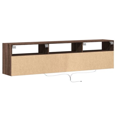 Tv-wandmeubel met LED-verlichting 180x31x45 cm bruin eikenkleur 8