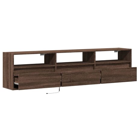 Tv-wandmeubel met LED-verlichting 180x31x45 cm bruin eikenkleur 9