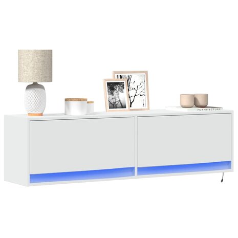 Tv-wandmeubel met LED-verlichting 140x31x38 cm wit 1