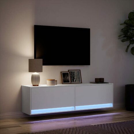 Tv-wandmeubel met LED-verlichting 140x31x38 cm wit 5