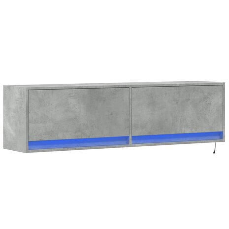 Tv-wandmeubel met LED-verlichting 140x31x38 cm betongrijs 3