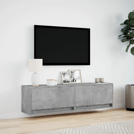 Tv-wandmeubel met LED-verlichting 140x31x38 cm betongrijs 4