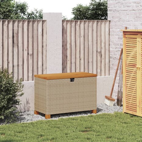 Tuinbox 80x40x48 cm poly rattan en acaciahout beige 3