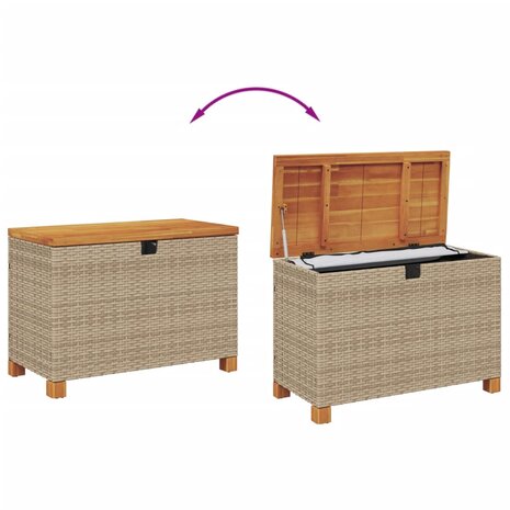 Tuinbox 80x40x48 cm poly rattan en acaciahout beige 7