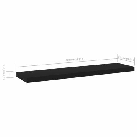 Wandschappen 4 st 40x10x1,5 cm bewerkt hout zwart 5