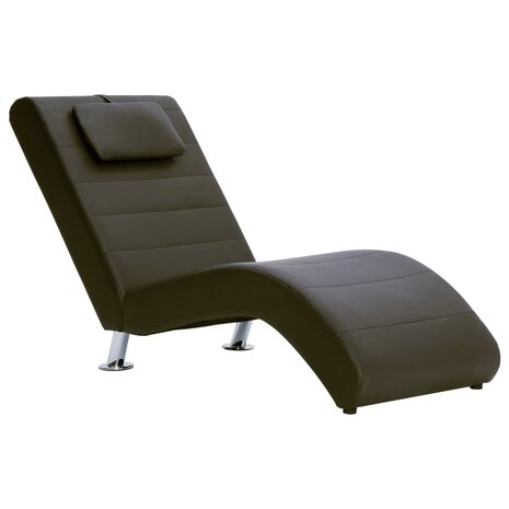 Chaise longue met kussen kunstleer bruin 2